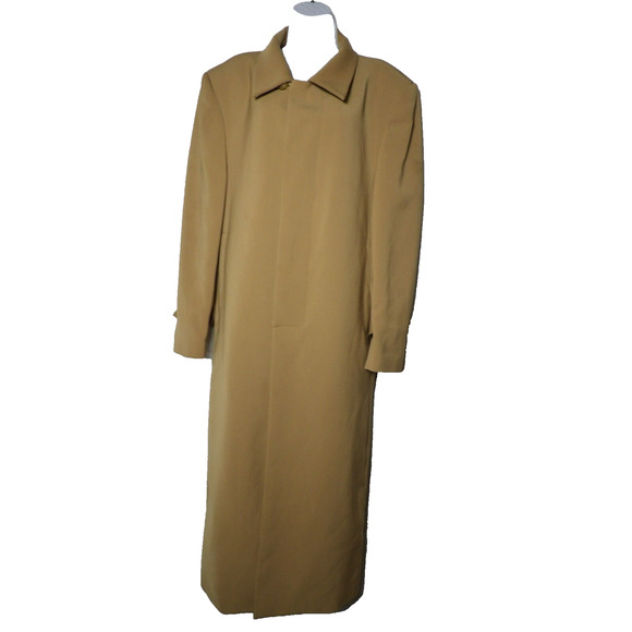 Carmel Zhao Top Coat Medium Trench Coat Single Breasted Brown Over Coat READ - Picture 1 of 16